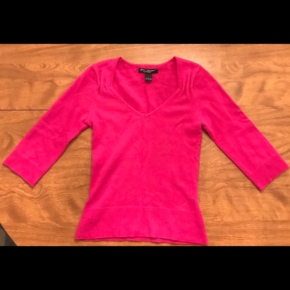 Betsey Johnston 100% Cashmere Hot Pink Sweater